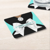 Glam Aqua Etnisch Fancy Tiffany Theme Baby shower Kartonnen Onderzetters (Schuin)