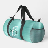 Glam Aqua Geborsteld Metaal Zwart Wit Monogram  Plunjezak (Rechterhoek)