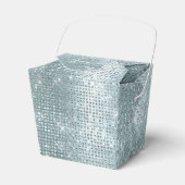 Glam Aqua Glitzy Silver Sparkle Bedankdoosjes (Voorkant Zijde)