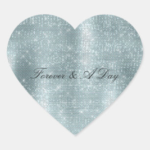 Glam Aqua Glitzy Zilveren Glans Hart Sticker