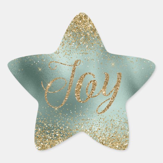Glam Aqua Groen Goud Glitter Joy Ster Sticker (Voorkant)