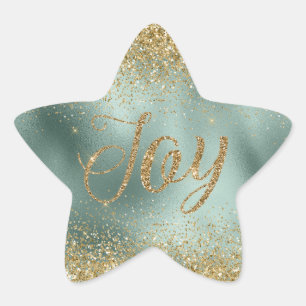 Glam Aqua Groen Goud Glitter Joy Ster Sticker