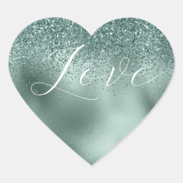 Glam Aqua Pine Green Love Hart Sticker