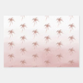 Glam Aqua Roos Gold Tropical Palm Trees Ombre Inpakpapier Vel (Voorkant 3)