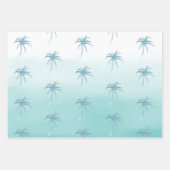 Glam Aqua Roos Gold Tropical Palm Trees Ombre Inpakpapier Vel (Voorkant 2)