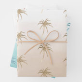 Glam Aqua Roos Gold Tropical Palm Trees Ombre Inpakpapier Vel (In situ)