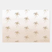 Glam Aqua Roos Gold Tropical Palm Trees Ombre Inpakpapier Vel (Voorkant)