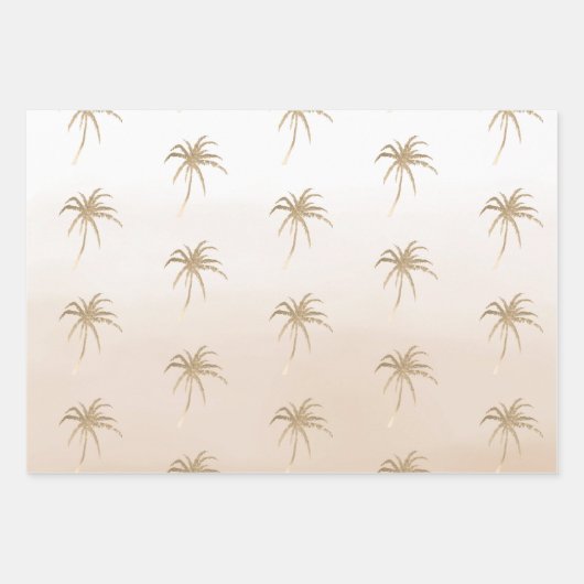 Glam Aqua Roos Gold Tropical Palm Trees Ombre Inpakpapier Vel (Voorkant)