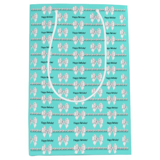 Glam Aqua Tiffany Thema Bougie Verjaardag Medium Cadeauzakje (Voorkant)