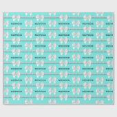 Glam Aqua Tiffany Thema Bougie White Bow Parels Cadeaupapier (Vlak)