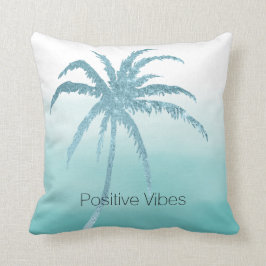 Glam Aqua Tropical Palm Tree Ombre Kussen