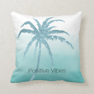 Glam Aqua Tropical Palm Tree Ombre  Kussen
