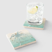 Glam Aqua Tropical Palm Tree Ombre      Stenen Onderzetter (Zijkant)