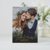 Glam Art Deco Black Gatsby 1920s Style Wedding Bedankkaart (Staand voorkant)