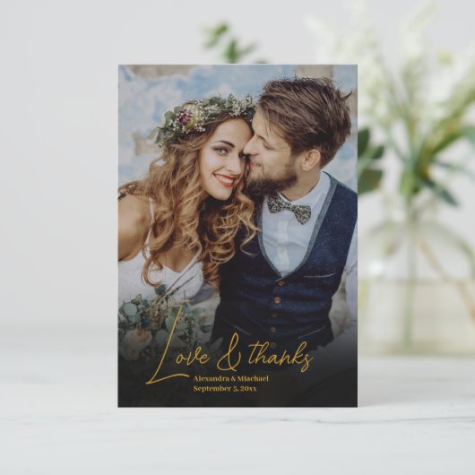 Glam Art Deco Black Gatsby 1920s Style Wedding Bedankkaart (Staand voorkant)