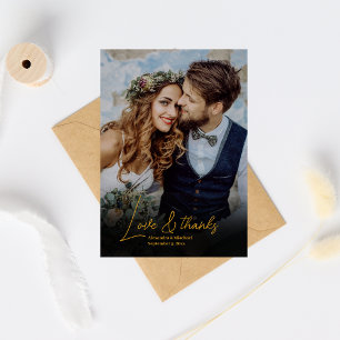 Glam Art Deco Black Gatsby 1920s Style Wedding Bedankkaart