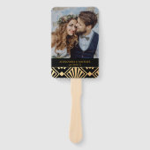Glam Art Deco Black Gatsby 1920s Style Wedding Handwaaier (Voorkant)