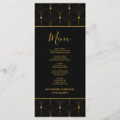 Glam Art Deco Black Gatsby 1920s Style Wedding Menu (Voorkant)