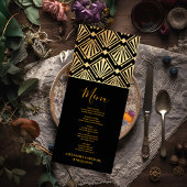 Glam Art Deco Black Gatsby 1920s Style Wedding Menu
