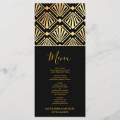 Glam Art Deco Black Gatsby 1920s Style Wedding Menu (Achterkant)