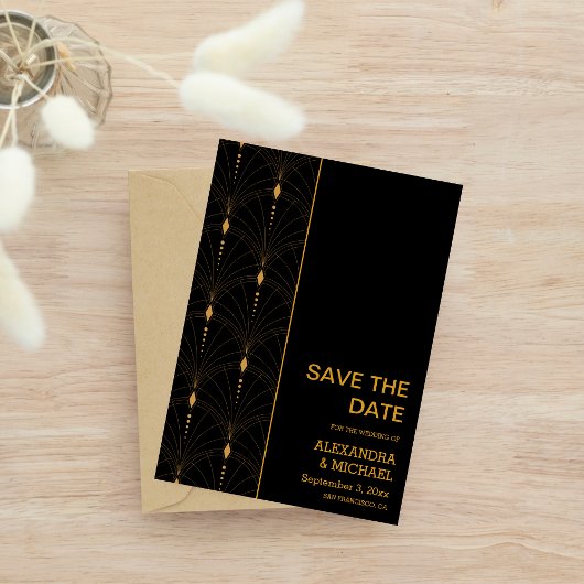 Glam Art Deco Black Gatsby 1920s Style Wedding Save The Date