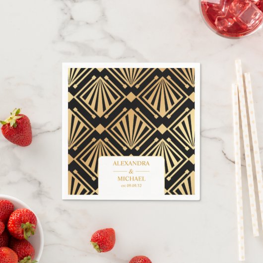 Glam Art Deco Black Gatsby 1920s Style Wedding Servet (Insitu)
