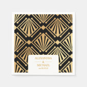 Glam Art Deco Black Gatsby 1920s Style Wedding Servet (Voorkant)