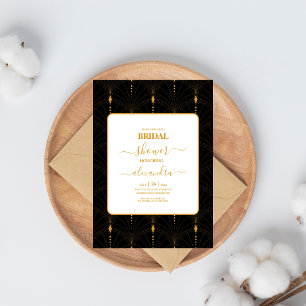 Glam Art Deco Black Gatsby jaren '20 Stijl Bruids Kaart