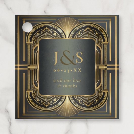 Glam Art Deco Bruiloft Dank u ID1033 Bedankjes Labels (Voorkant)