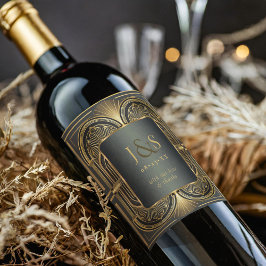 Glam Art Deco Bruiloft Dank u ID1033 Wijn Etiket