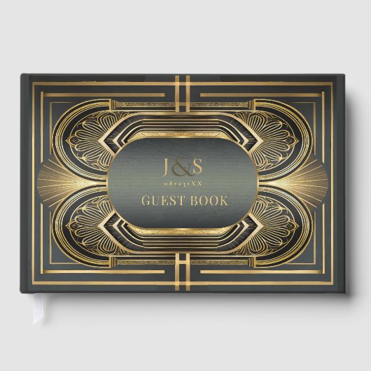 Glam Art Deco Bruiloft ID1033 Gastenboek (Voorkant)