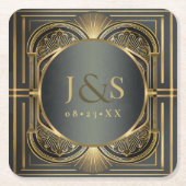 Glam Art Deco Bruiloft ID1033 Kartonnen Onderzetters (Voorkant)