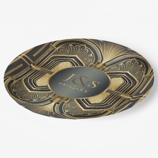 Glam Art Deco Bruiloft ID1033 Papieren Bordje (Gekanteld)