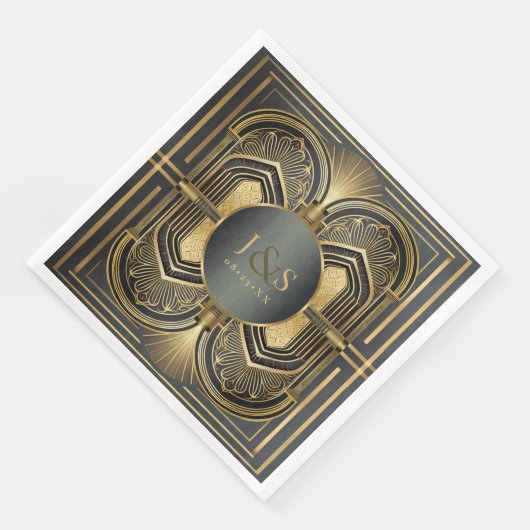 Glam Art Deco Bruiloft ID1033 Servet (Hoek)