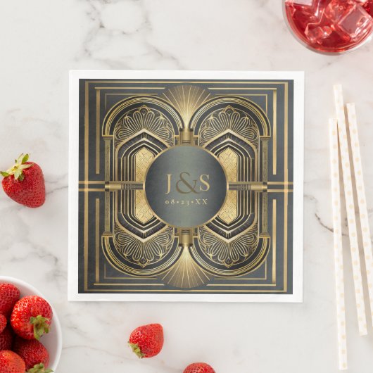 Glam Art Deco Bruiloft ID1033 Servet (Insitu)