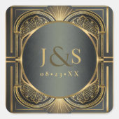 Glam Art Deco Bruiloft ID1033 Vierkante Sticker (Voorkant)