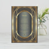 Glam Art Deco Bruiloft Menu ID1033 (Staand voorkant)