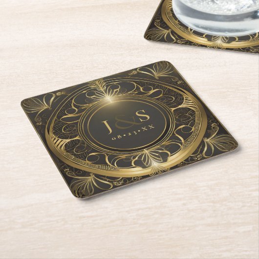 Glam Art Deco Bruiloft V2 ID1033 Kartonnen Onderzetters (Schuin)