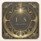 Glam Art Deco Bruiloft V2 ID1033 Kartonnen Onderzetters (Voorkant)