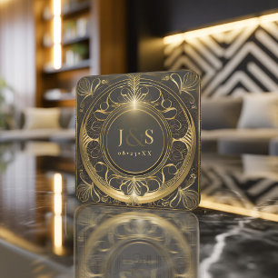 Glam Art Deco Bruiloft V2 ID1033 Kartonnen Onderzetters