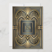 Glam Art Deco Bruiloft Zwart/Goud ID1033 Kaart (Achterkant)