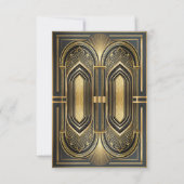 Glam Art Deco Bruiloft Zwart/Goud ID1033 RSVP Kaartje (Achterkant)