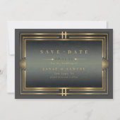Glam Art Deco Bruiloft Zwart/Goud ID1033 Save The Date (Voorkant)