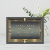 Glam Art Deco Bruiloft Zwart/Goud ID1033 Save The Date (Staand voorkant)