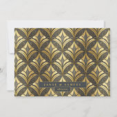 Glam Art Deco Bruiloft Zwart/Goud ID1033 Save The Date (Achterkant)
