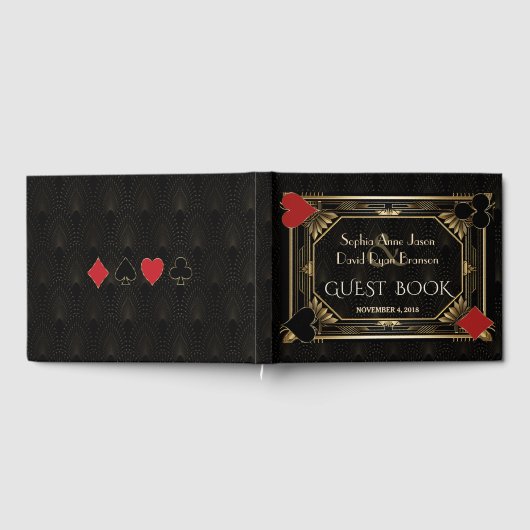 Glam Art Deco Casino Las Vegas Poker Huwelijk Gastenboek (Volledig)