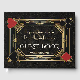 Glam Art Deco Casino Las Vegas Poker Huwelijk Gastenboek