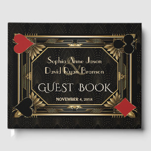 Glam Art Deco Casino Las Vegas Poker Huwelijk Gastenboek