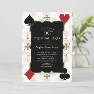 Glam Art Deco Casino Royale Poker Birthday Kaart