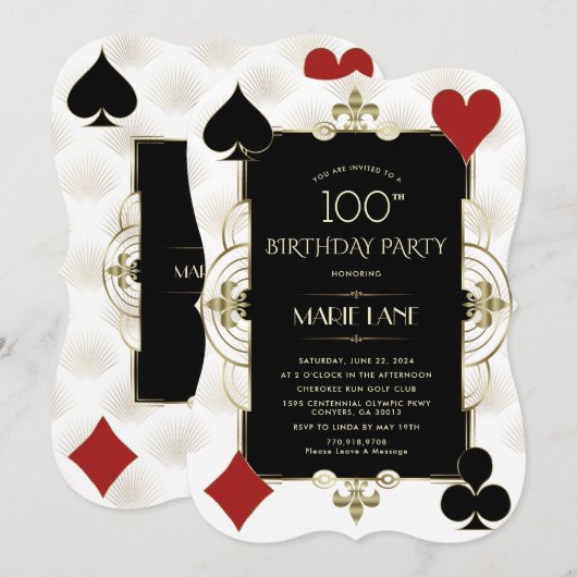 Glam Art Deco Casino Royale Poker Birthday Kaart (Voorkant / Achterkant)